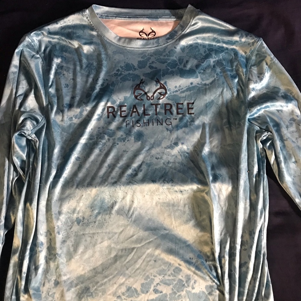Real Tree Fishing Water Camo Camouflage Men Large Long Sleeve Fish Dri Fit